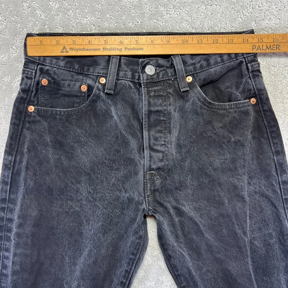 Levis 501 Jeans Mens 30x 32 Black Faded Original Straight‎ Denim 29x30 Actual